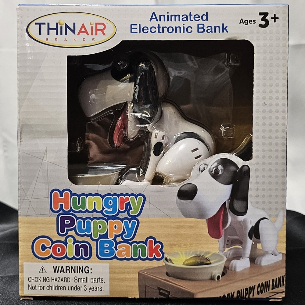Happy Puppy Piggy Bank - Animated Coin Eating Dog (P554) Thin Air Brands - New